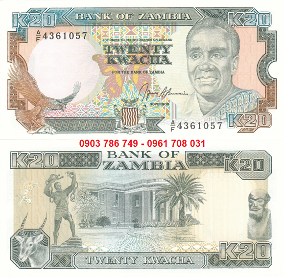 Tiền Sưu Tầm Zambia 20 Kwacha 1989–1991 UNC