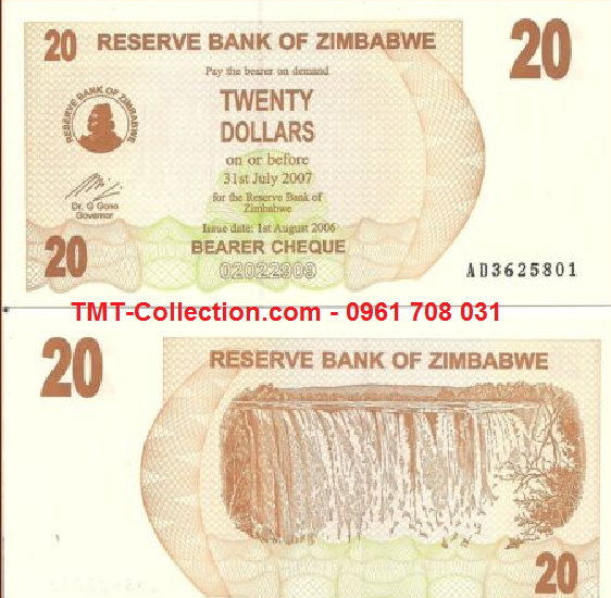 Zimbabwe 1 Dollar 2007 UNC (tờ)