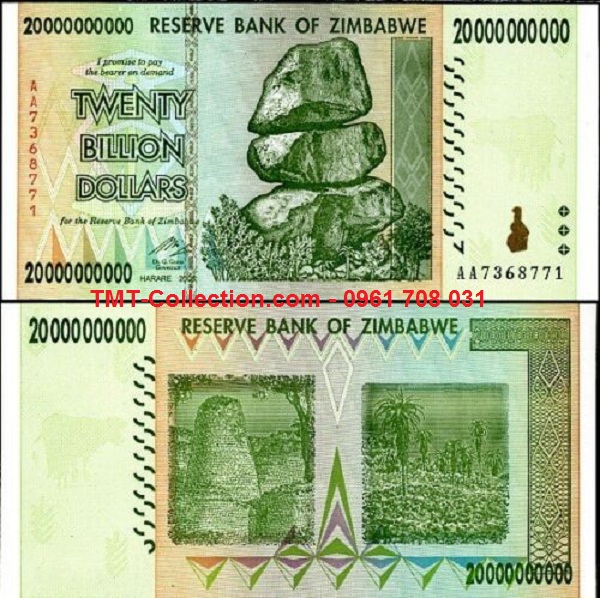 Zimbabwe 20 tỷ Dollar 2007 UNC (tờ)