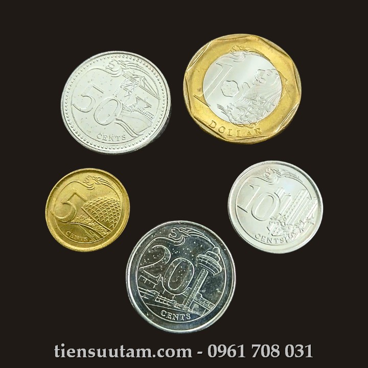 Mặt Trước Bộ 5 Xu Singapore