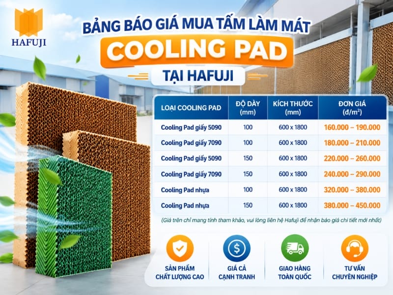 Bảng báo giá mua tấm làm mát Cooling Pad tại Hafuji mới 2026