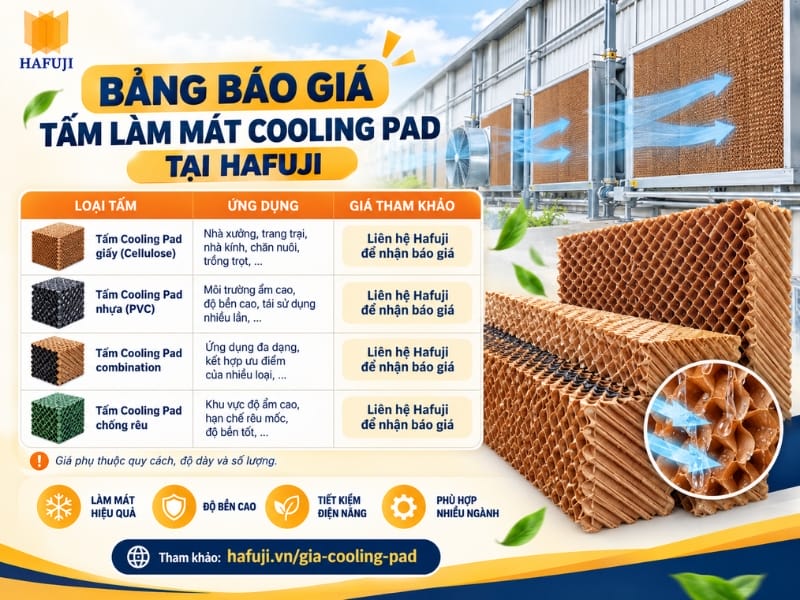 Bảng báo giá mua tấm làm mát Cooling Pad tại Hafuji