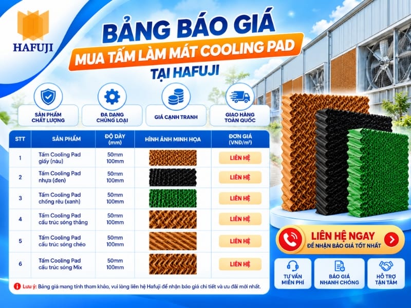 Bảng báo giá mua tấm làm mát Cooling Pad tại Hafuji