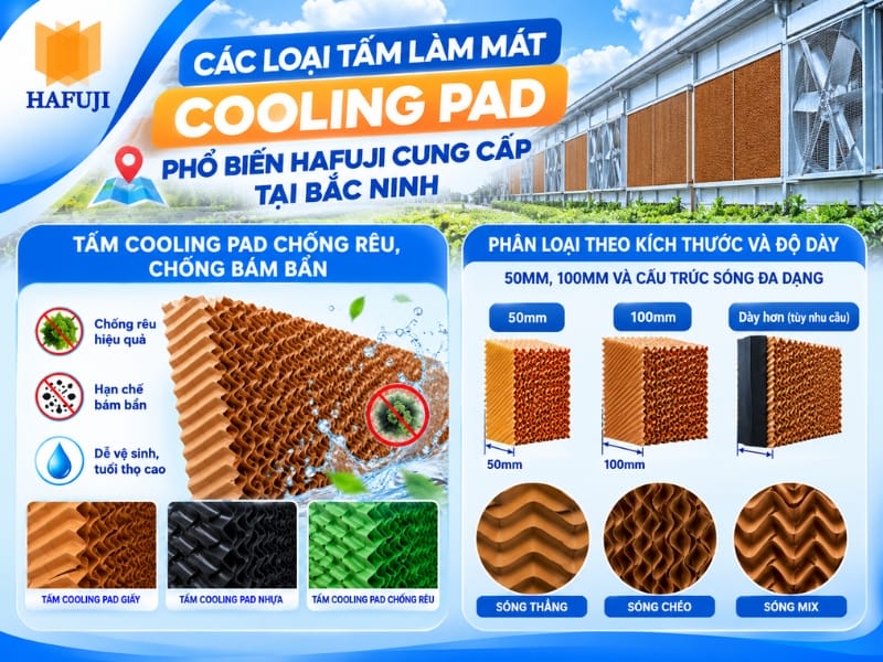 Các loại tấm làm mát Cooling Pad phổ biến Hafuji cung cấp tại Bắc Ninh