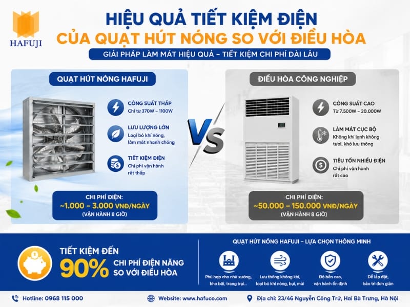 Hiệu quả tiết kiệm điện so với điều hòa