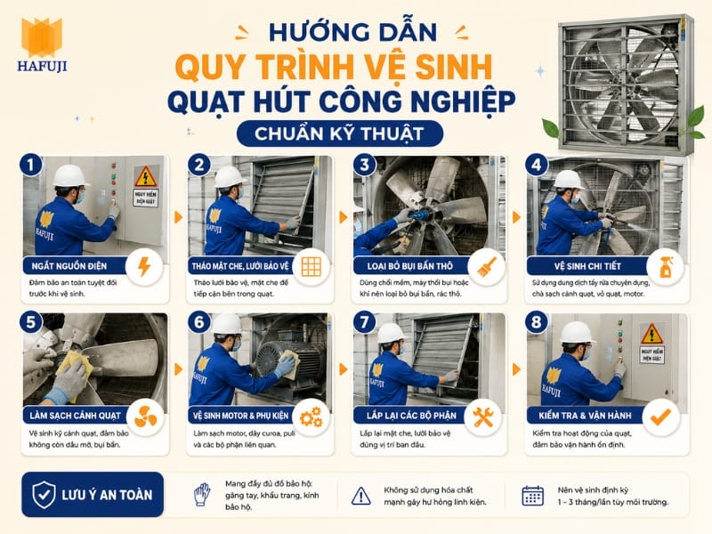 Hướng dẫn quy trình vệ sinh quạt hút công nghiệp chuẩn kỹ thuật