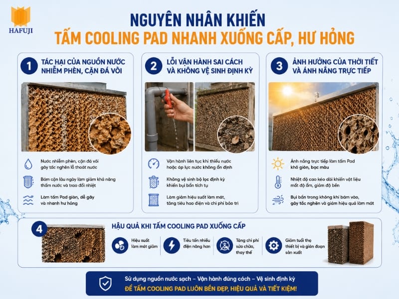 Nguyên nhân khiến tấm Cooling Pad nhanh xuống cấp, hư hỏng