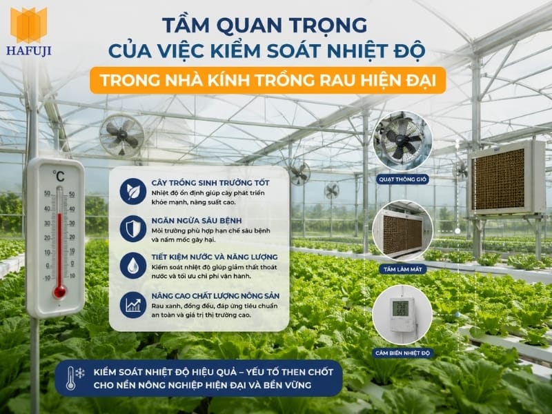 Tầm quan trọng của việc kiểm soát nhiệt độ trong nhà kính trồng rau hiện đại