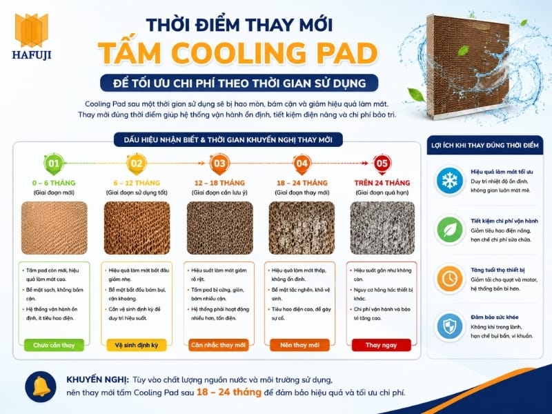 Thời điểm thay mới tấm Cooling Pad để tối ưu chi phí theo thời gian sử dụng