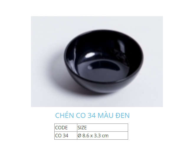 Chén Chấm CO 34 Màu Đen Ø: 8.6cm Cao: 3.3cm Fataco Nhựa MD CO34