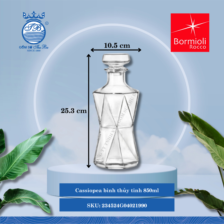 Cassiopea bình thủy tinh 85 CL Ø: 10.5cm 850ml Cao: 25.3cm Bormioli Rocco Thủy Tinh 234524G04021990