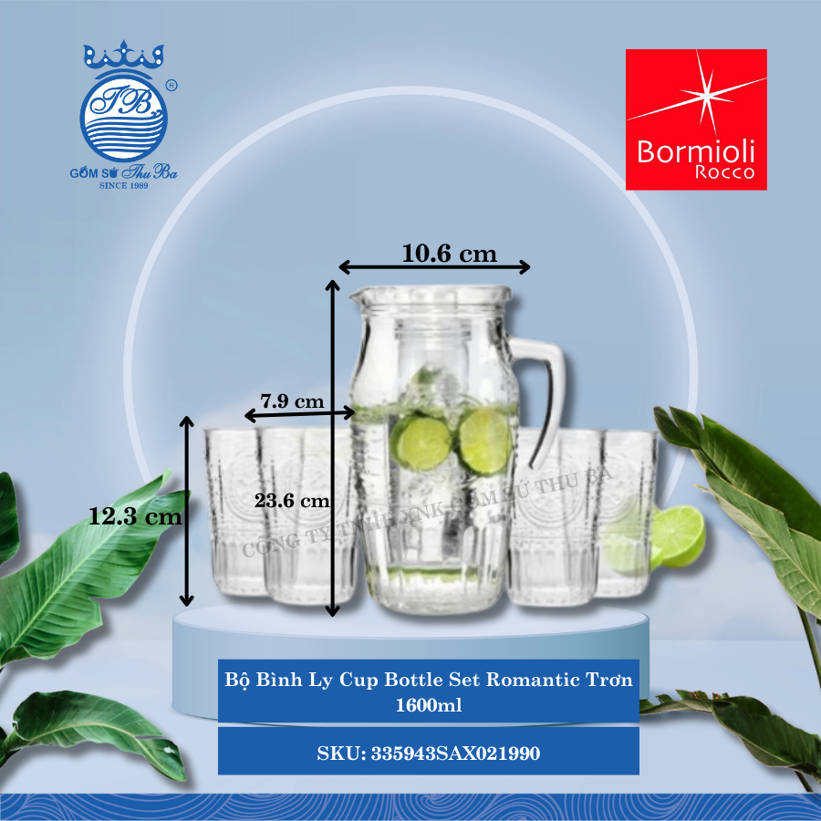 Romantic bộ bình ly thủy tinh 5 món 5 Cái/Hộp Bormioli Rocco Thủy Tinh 335943SAX021990