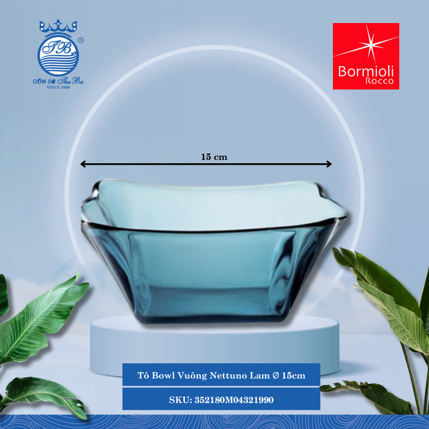 Tô Vuông Nettuno Blue Bormioli Rocco Thủy Tinh
