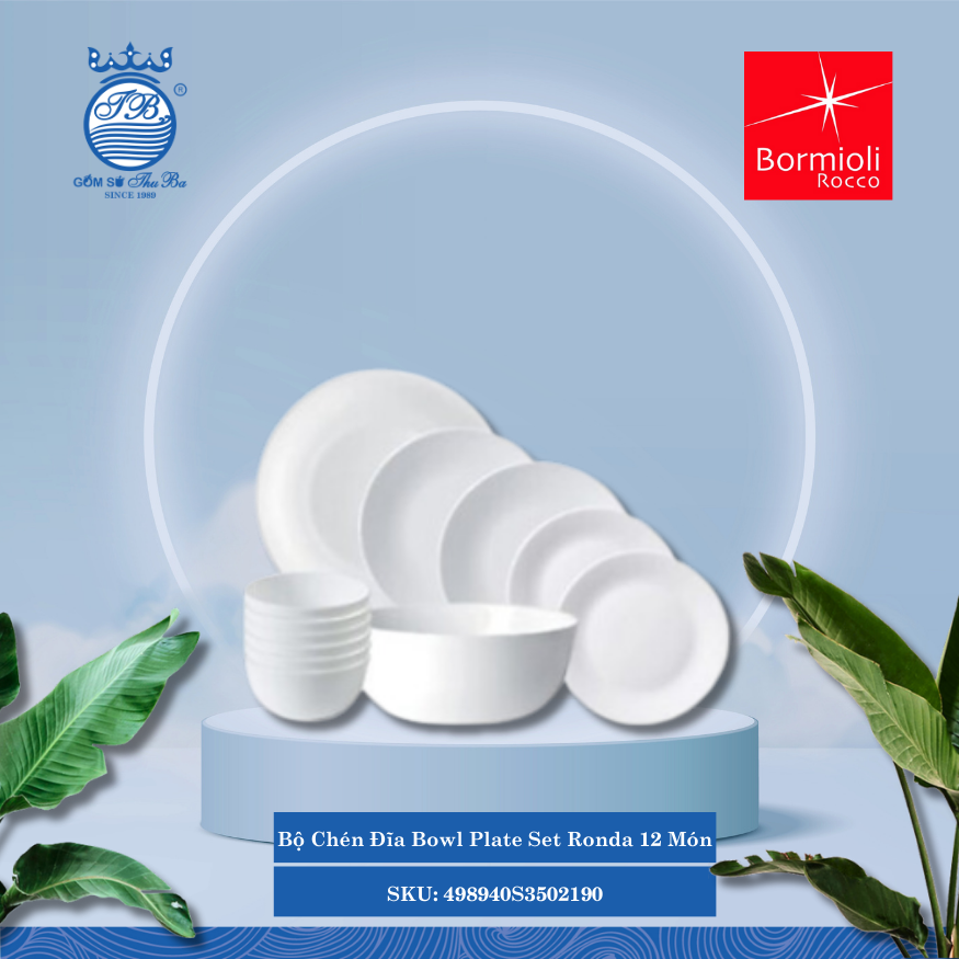 Bộ chén đĩa thủy tinh 12 món Ronda Bormioli Rocco Thủy Tinh 498940S3502190