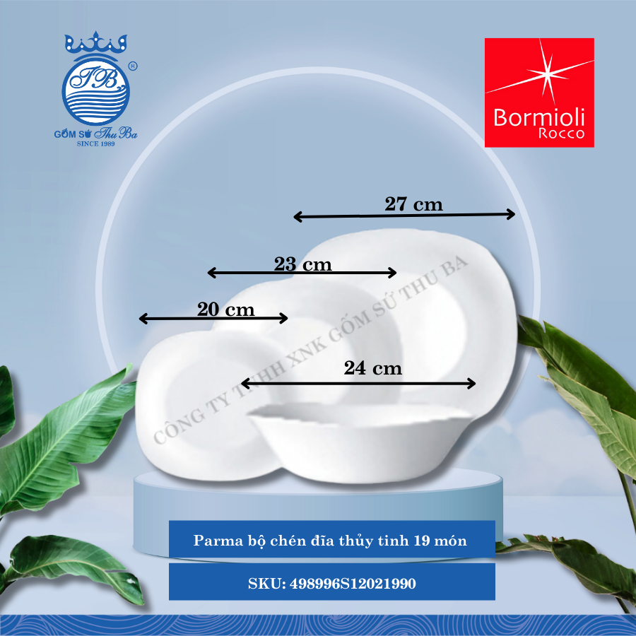 Parma bộ chén đĩa thủy tinh 19 món Bormioli Rocco Thủy Tinh 498996S12021990