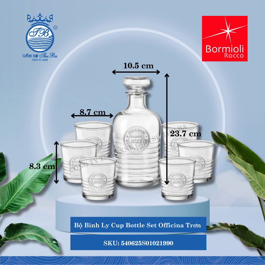 Officina 1825 bộ bình ly thủy tinh 7 món 7 Cái/Hộp Bormioli Rocco Thủy Tinh 540625S01021990