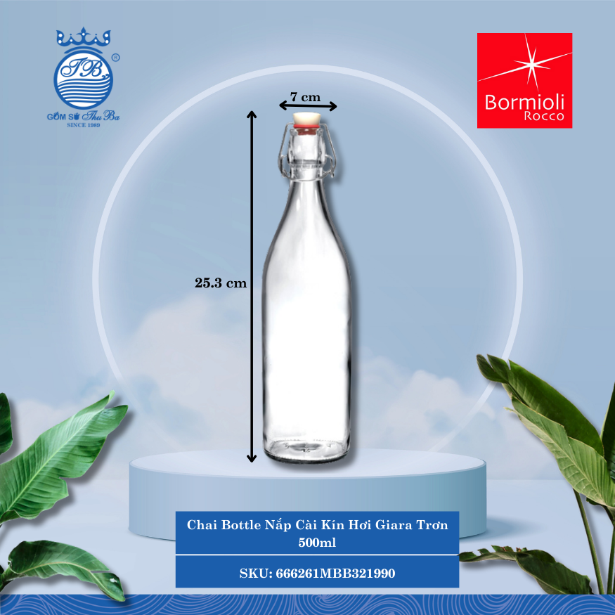 Chai Nắp Cài Kín Hơi Giara Bormioli Rocco Thủy Tinh