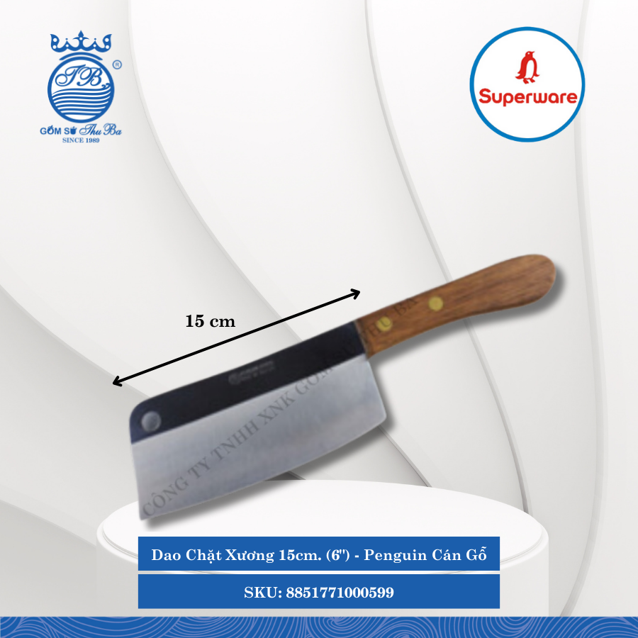 Dao Chặt Xương Penguin Cán Gỗ (Nhiều Size) Superware Inox