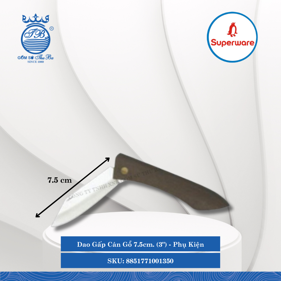 Dao Gấp Cán Gỗ 7.5cm. (3