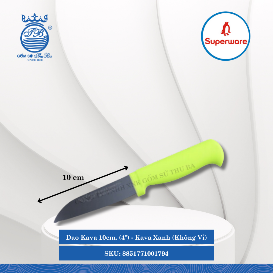 Dao Kava Xanh (Không Vỉ) (Nhiều Size) Superware Inox