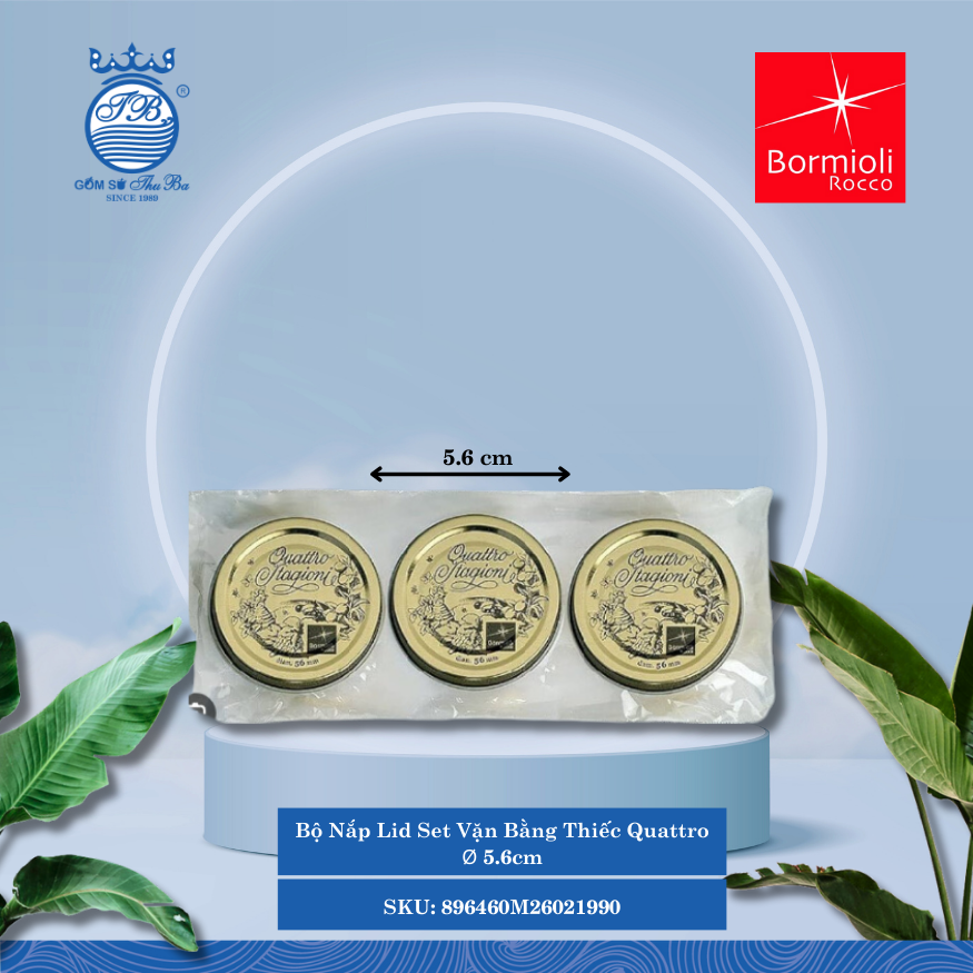 Quattro bộ 3 nắp vặn bằng thiếc 56mm Ø: 5.6cm Bormioli Rocco Thủy Tinh 896460M26021990