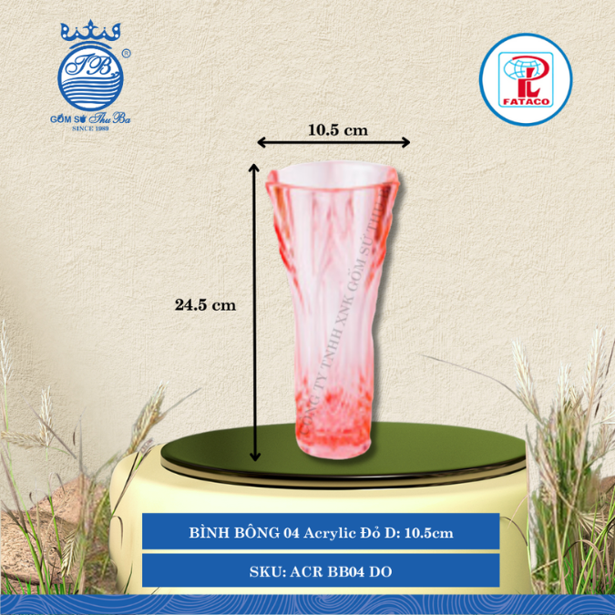 Bình Bông BB 04, BB 06, BB 07, BB 08 Đỏ Acrylic (Nhiều Size) Fataco Nhựa