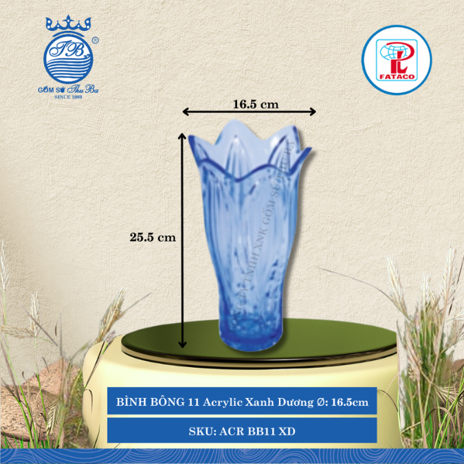 Bình Bông BB 11, BB 14 Xanh Dương Acrylic (Nhiều Size) Fataco Nhựa