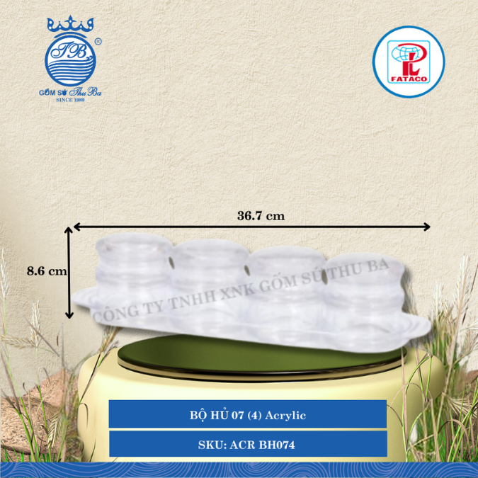 BỘ HỦ 07 (4) Acrylic Trắng Dài: 36.7cm Rộng: 8.6cm Cao: 8.6cm Fataco Nhựa ACR BH074