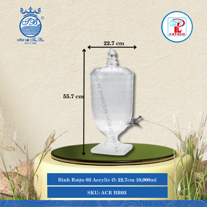 Bình Rượu 03 Acrylic Trắng Ø: 22.7cm 10,000ml Cao: 55.7cm Fataco Nhựa ACR BR03