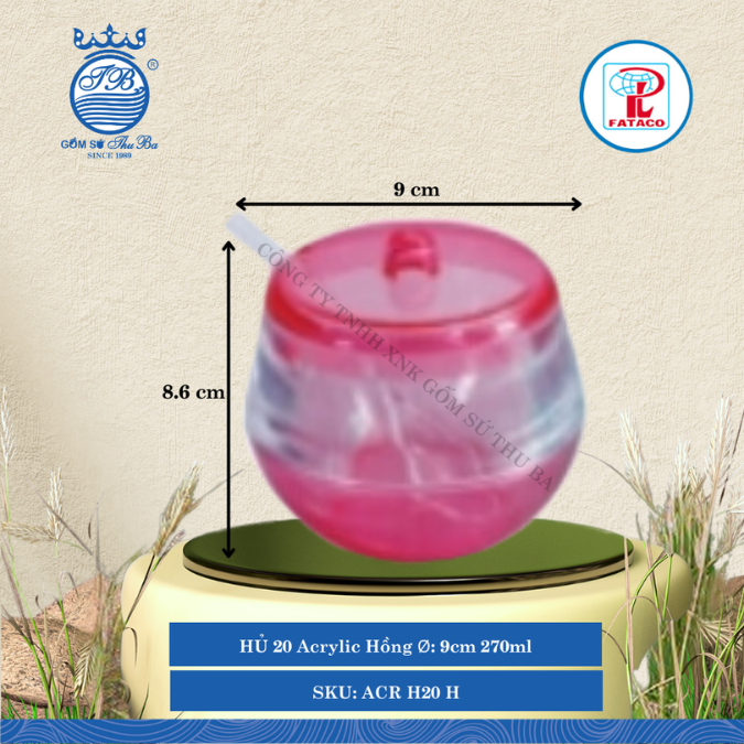 Hủ Có Muỗng Acrylic (Nhiều Màu) Fataco Nhựa