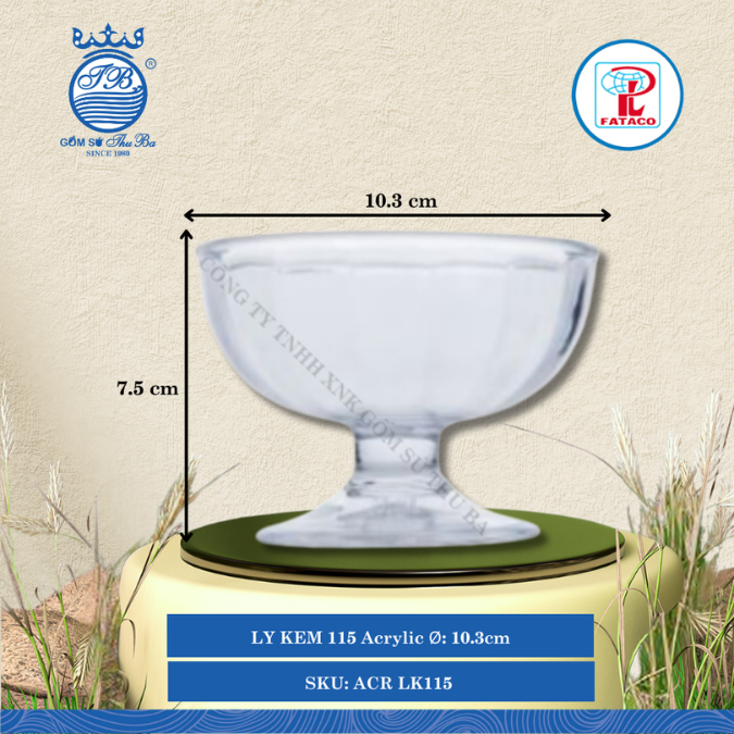 LY KEM 115 Acrylic Trắng Ø: 10.3cm Cao: 7.5cm Fataco Nhựa ACR LK115