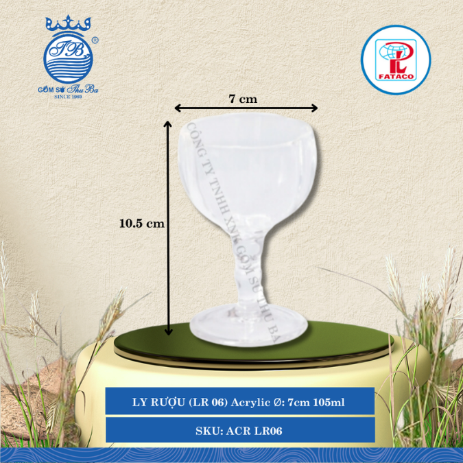 LY RƯỢU (LR 06) Acrylic Trắng Ø: 7cm 105ml Cao: 10.5cm Fataco Nhựa ACR LR06
