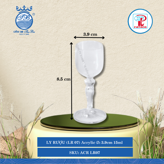 LY RƯỢU (LR 07) Acrylic Trắng Ø: 3.9cm 15ml Cao: 8.5cm Fataco Nhựa ACR LR07