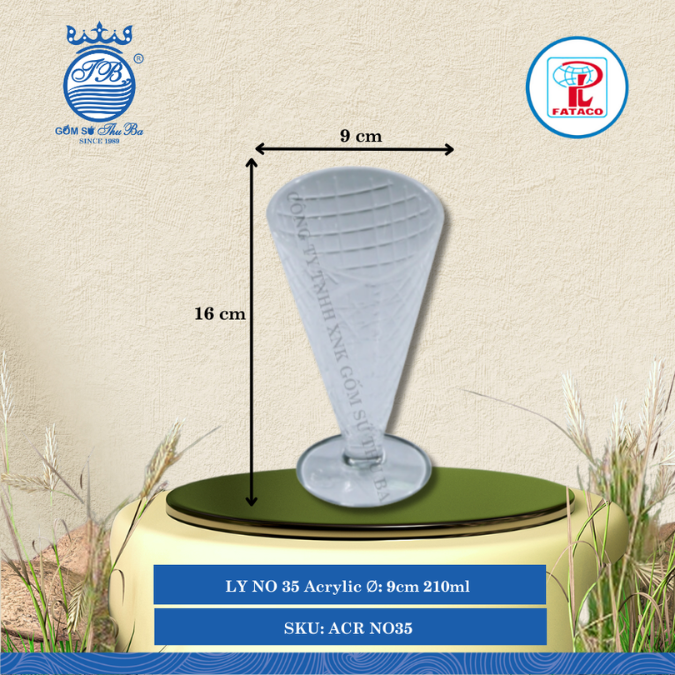 LY NO 35 Acrylic Trắng Ø: 9cm 210ml Cao: 16cm Fataco Nhựa ACR NO35