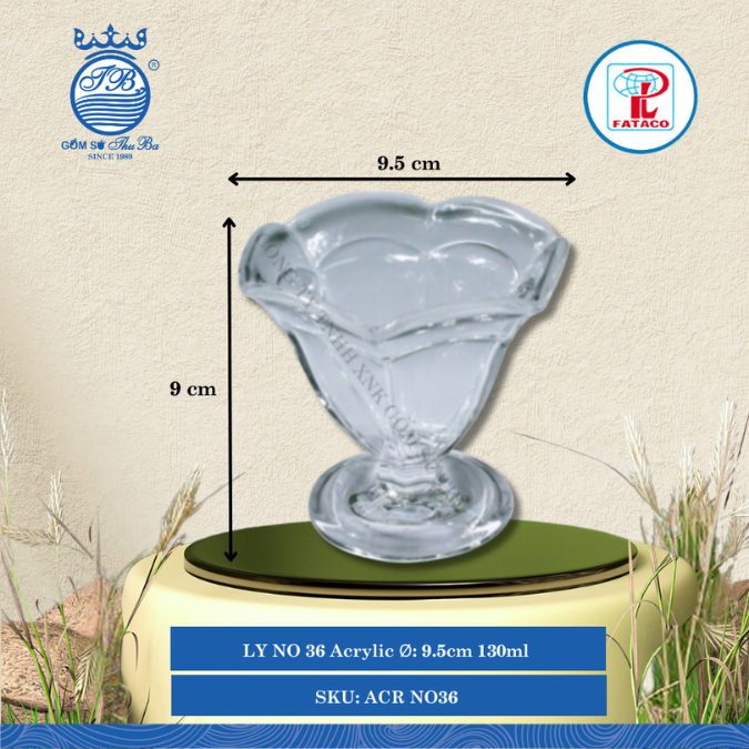 LY NO 36 Acrylic Trắng Ø: 9.5cm 130ml Cao: 9cm Fataco Nhựa ACR NO36