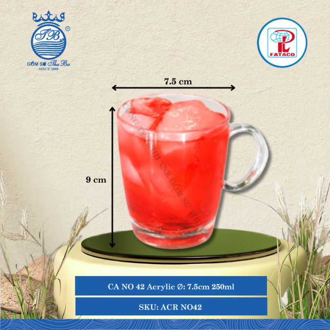 CA NO 42 Acrylic Trắng Ø: 7.5cm 250ml Cao: 9cm Fataco Nhựa ACR NO42