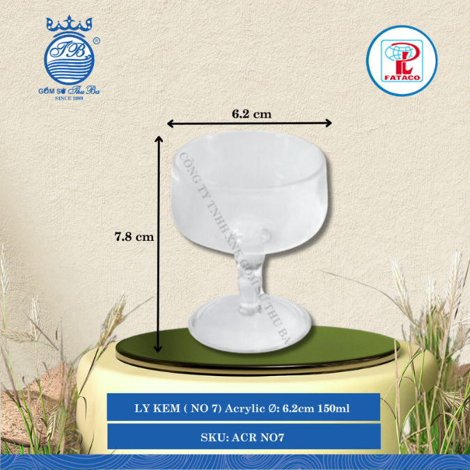 LY KEM ( NO 7) Acrylic Trắng Ø: 6.2cm 150ml Cao: 7.8cm Fataco Nhựa ACR NO7
