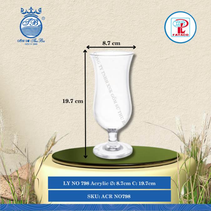LY NO 798 Acrylic Trắng Ø: 8.7cm Cao: 19.7cm Fataco Nhựa ACR NO798