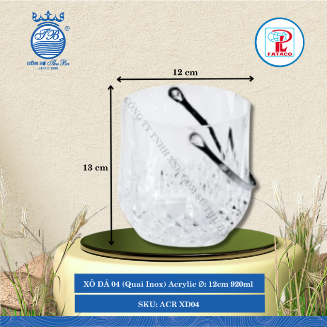 Xô Đựng Đá XĐ 04, XĐ 05, XĐ 06 Quai Inox Acrylic (Nhiều Size) Fataco Nhựa