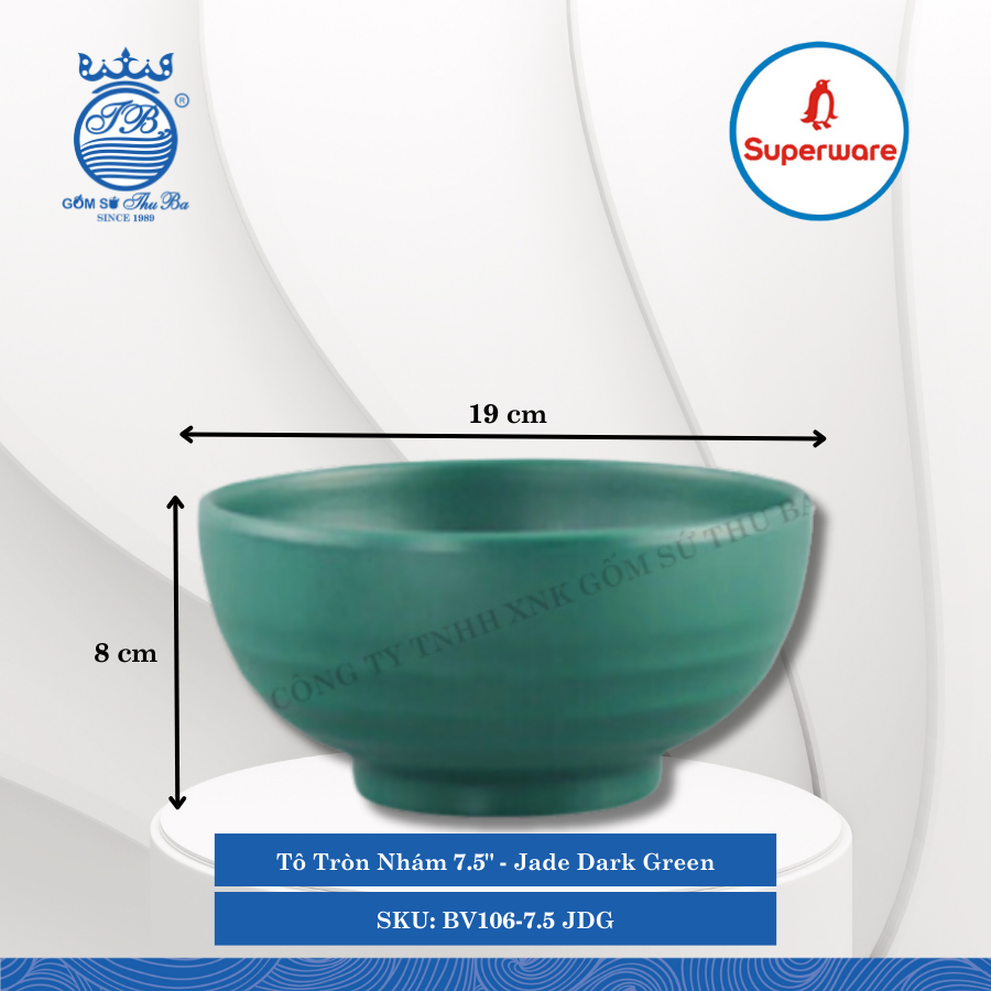 Tô Tròn Nhám J&K Nhám Jade Dark Green (Nhiều Size) Superware Nhựa