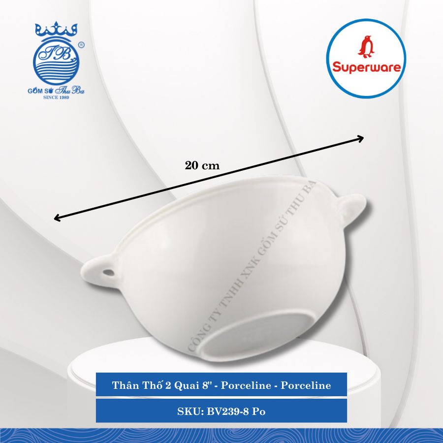 Thân Thố 2 Quai Porceline Porceline (Nhiều Size) Superware Nhựa