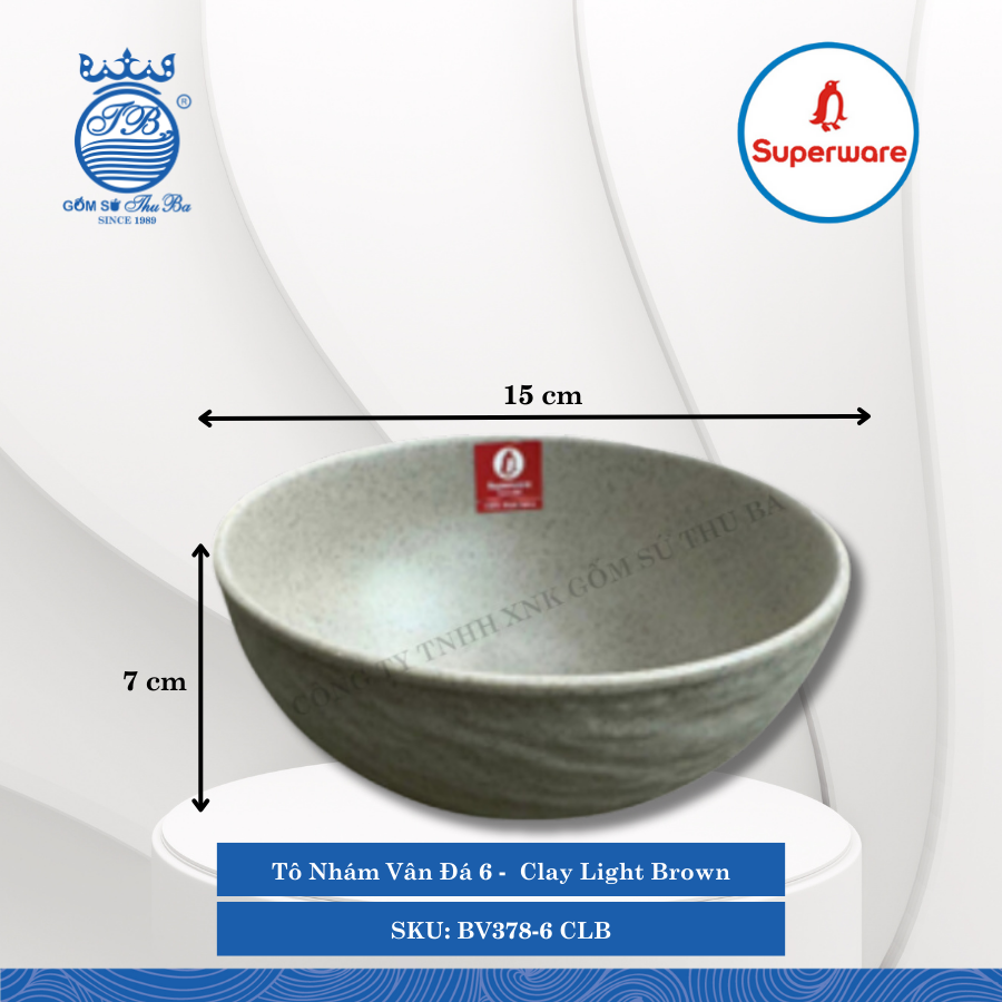 Tô Nhám Vân Đá J&K Nhám Clay Light Brown (Nâu Đất Nhạt) (Nhiều Size) Superware Nhựa