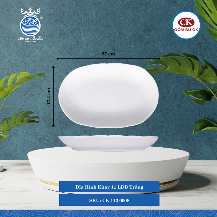 Dĩa Hình Khay LĐB 0008 Trắng (Nhiều Size) CK Sứ