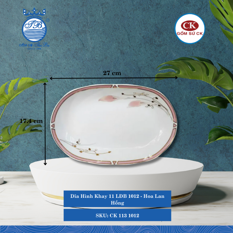Dĩa Hình Khay LĐB 1012 Hoa Lan Hồng (Nhiều Size) CK Sứ
