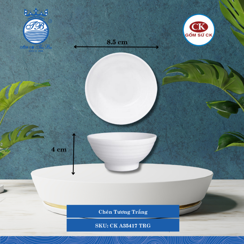 Chén Tương Trắng TRG Ø: 8.5cm 100ml Cao: 4cm CK Sứ CK A35417 TRG