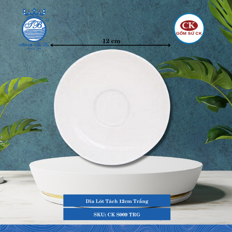 Dĩa Lót Tách S009, S012 Trắng (Nhiều Size) CK Sứ