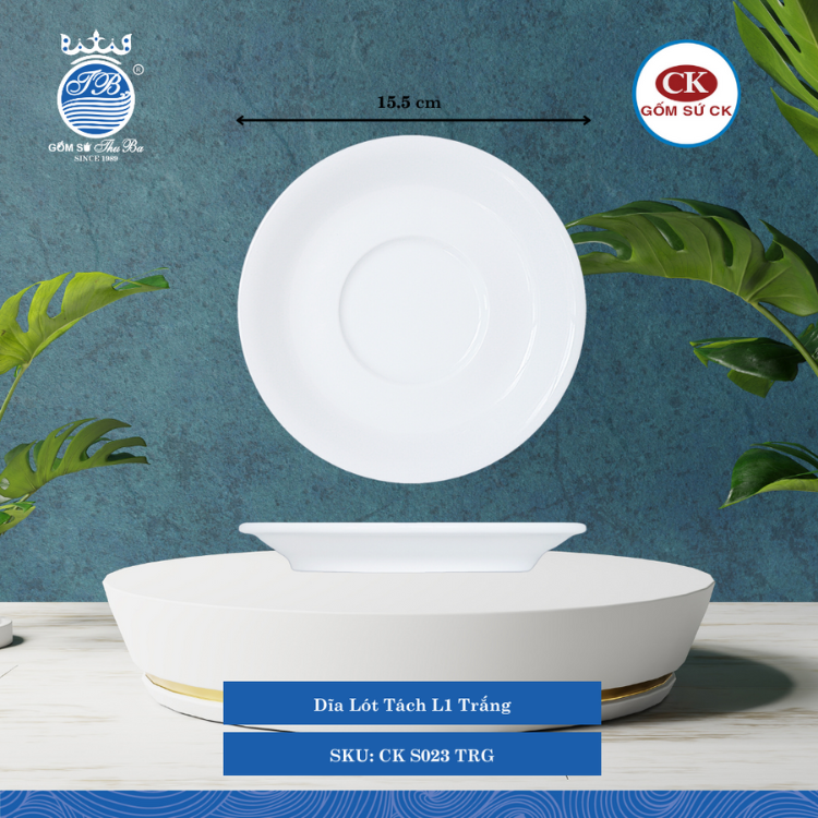 Dĩa Lót Tách S020, S022, S023 Trắng (Nhiều Size) CK Sứ