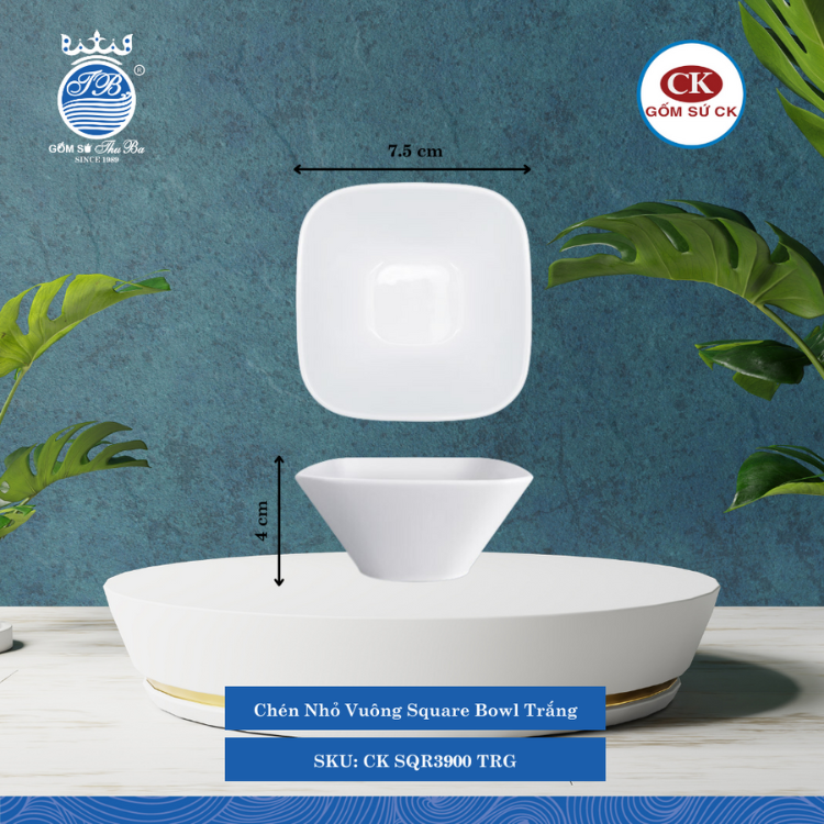 Chén Nhỏ Vuông SQR Trắng (Nhiều Size) CK Sứ