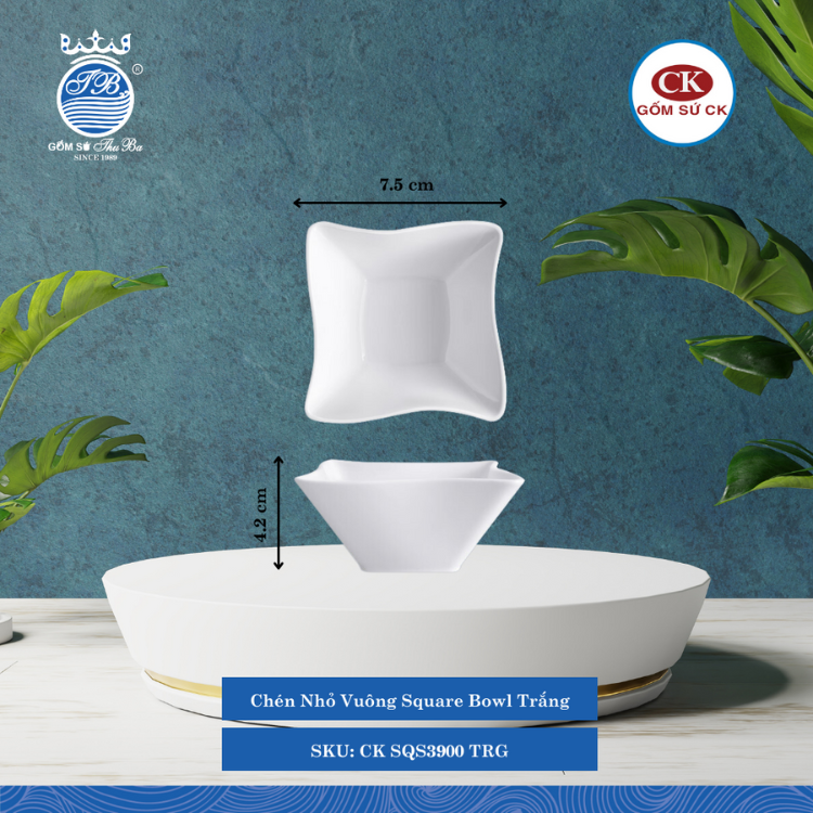 Chén Nhỏ Vuông SQS Trắng (Nhiều Size) CK Sứ