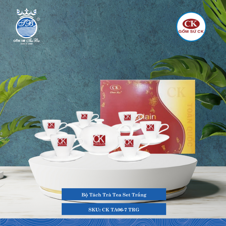 Bộ Tách Trà Trắng (Nhiều Size) CK Sứ